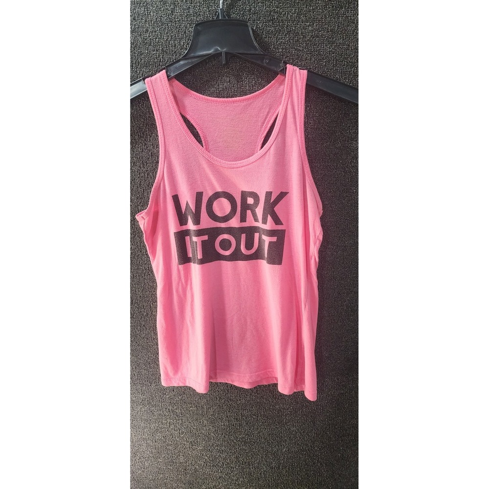 Old Navy Active Womens Pink Work It Out Graphic Racerback Tank Top Size M